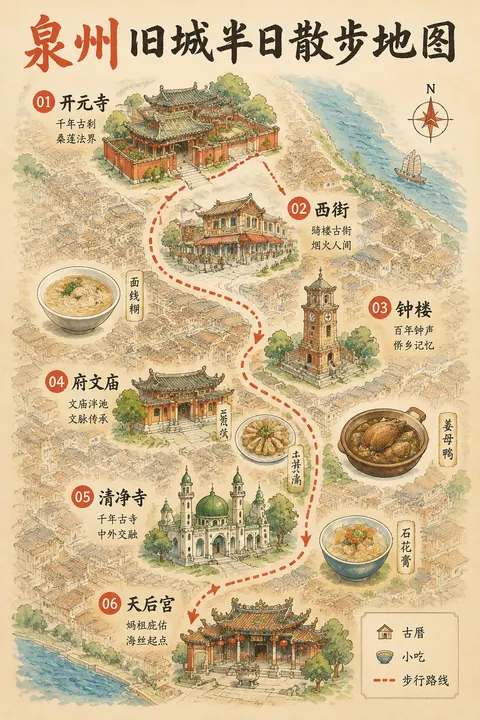 泉州旧城半日散步地图